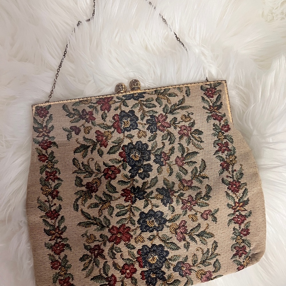 delill, vintage clutch flower print,  used in two ways - Picture 3 of 8